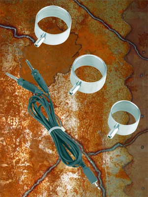 Three Unipolar Electro Aluminum Cock Rings and Lead