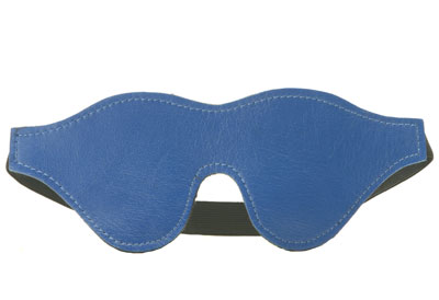 Blue Leather Fur Blindfold