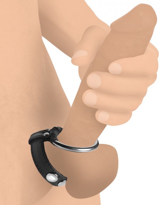 Leather and Steel Cock and Ball Ring: Sex Toy Distributing Leather and Steel Cock and Ball Ring: Sex Toy Distributing