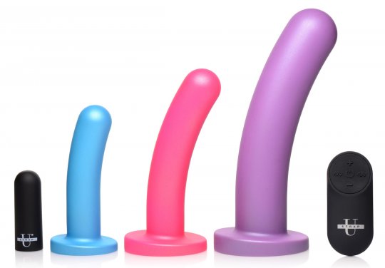 Triple Peg 28X Vibrating Silicone Dildo Set with Remote Control: Sex Toy  Distributing