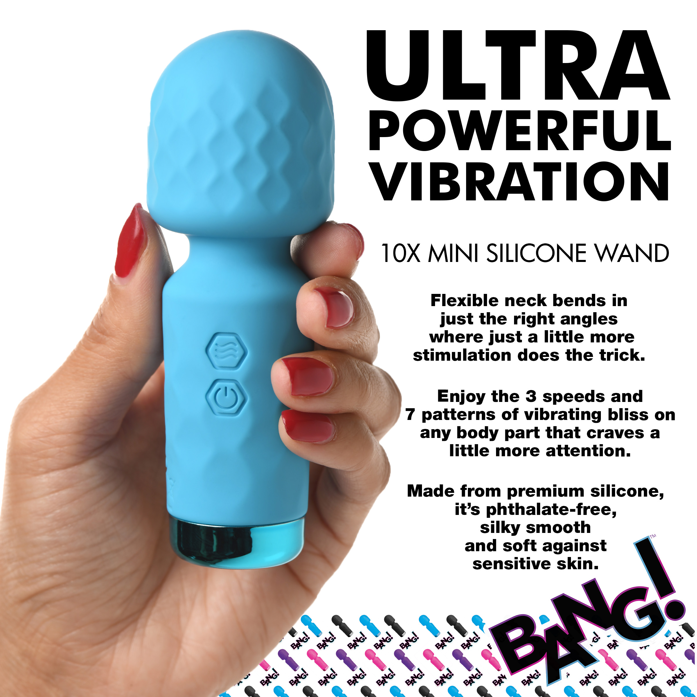 10X Mini Silicone Wand - Blue: Sex Toy Distributing