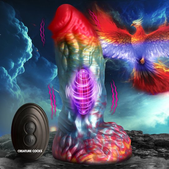Rainbow Phoenix Vibrating Silicone Dildo with Remote: Sex Toy Distributing Rainbow Phoenix Vibrating Silicone Dildo with Remote: Sex Toy Distributing