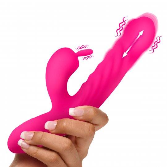 rabbit thrusting vibrator Thrusting and Vibrating Silicone Rabbit Vibrator: Sex Toy Distributing