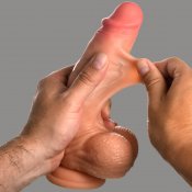 Real Skin Silicone Dildo with Balls - 8 Inch