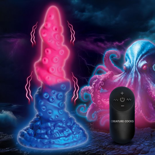 Deluxe Lord Kraken Vibrating Glow-in-the-Dark Silicone Dildo: Sex Toy  Distributing