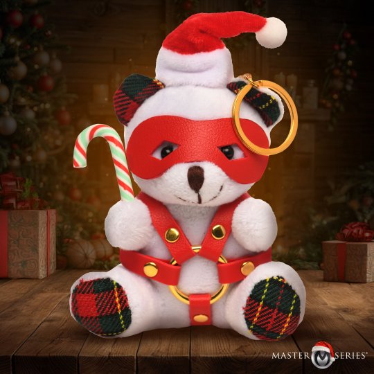 Holiday Bondage Bear Keychain - White: Sex Toy Distributing Holiday Bondage Bear Keychain - White: Sex Toy Distributing