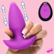 Thrusting & Vibrating Silicone Butt Plug - Purple