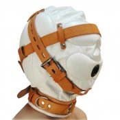 Total Sensory Deprivation White Leather Hood - SmallMedium