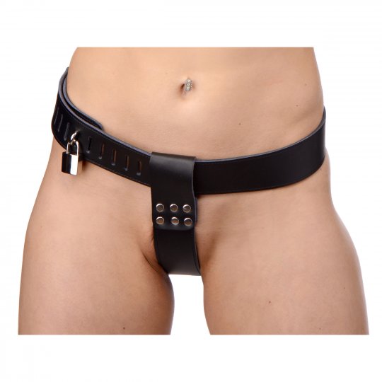 PU Leather Panties with Anal Plug Inserted Chastity Underwear