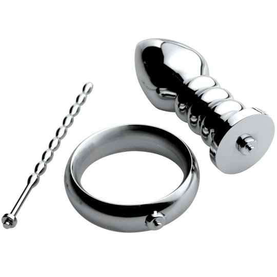 Zeus Deluxe Series Voltaic For Him Stainless Steel Male E-stim Kit: Sex Toy  Distributing
