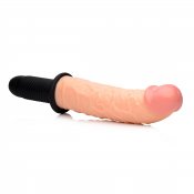 The Curved Dicktator 13 Mode Vibrating Giant Dildo Thruster - Flesh