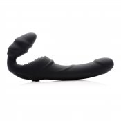 Slim Rider Ribbed Vibrating Silicone Strapless Strap On