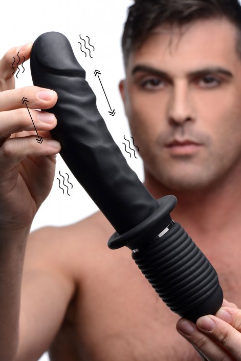 Power Pounder Vibrating and Thrusting Silicone Dildo - Black: Sex Toy  Distributing