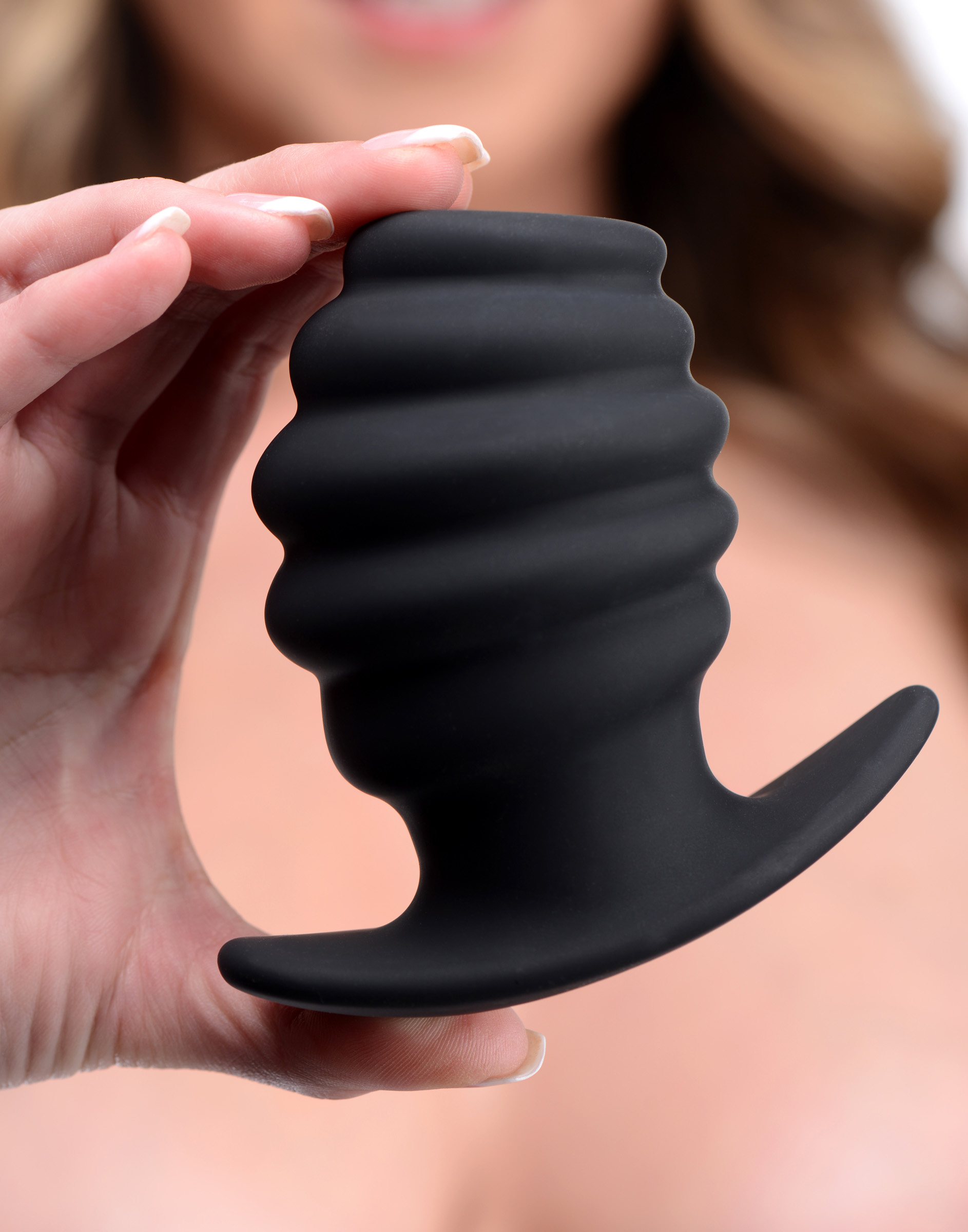 Hive Ass Tunnel Silicone Ribbed Hollow Anal Plug - Large: Sex Toy  Distributing