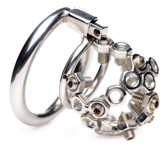 Bolted Chastity Cage with Spikes: Sex Toy Distributing