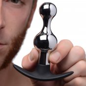 Dark Drop Metal and Silicone Beaded Anal Plug