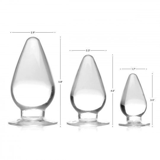 Triple Cones 3 Piece Anal Plug Set - Clear: Sex Toy Distributing
