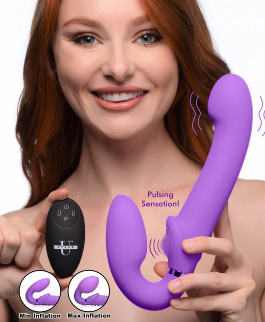 10X Remote Control Ergo-Fit G-Pulse Inflatable and Vibrating Strapless  Strap-on