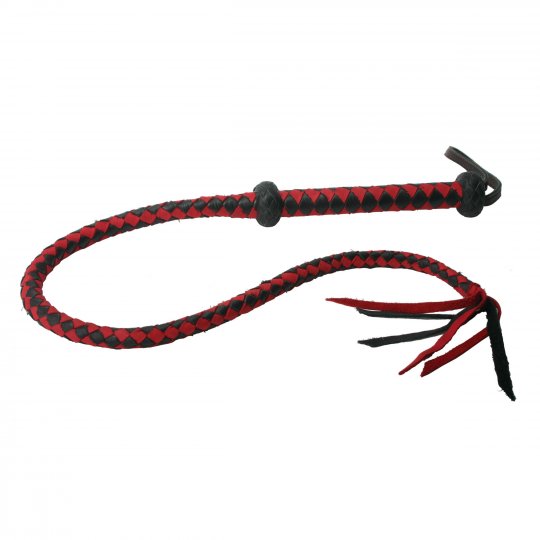 Premium Red and Black Leather Whip: Sex Toy Distributing